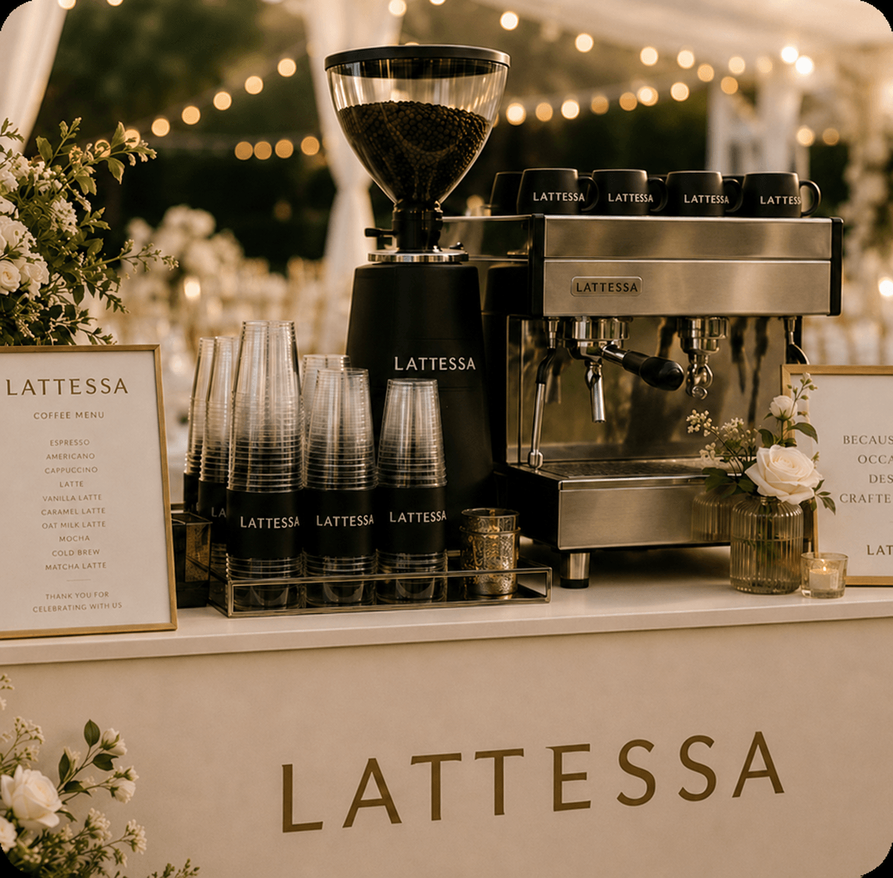 Wedding venue with specialty coffee catering