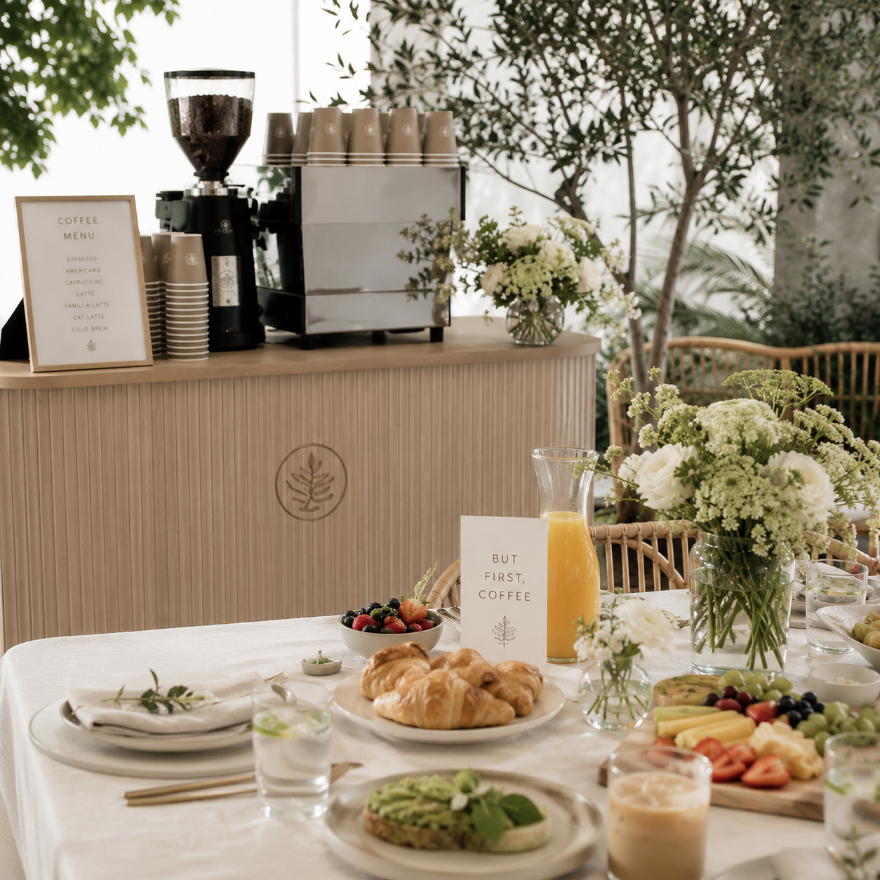 Bridal event coffee catering setup